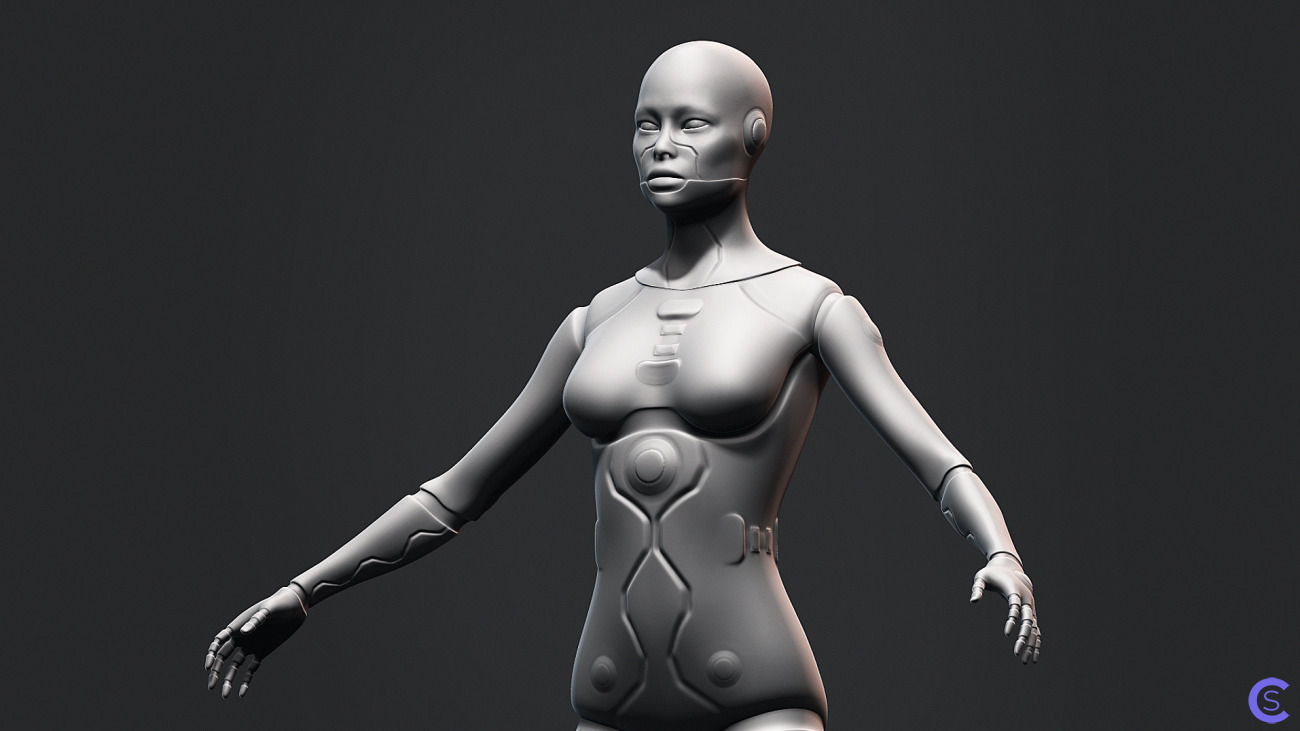 Базовый меш робота - женщины / Female Robot Base Mesh